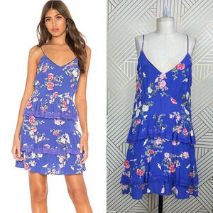 Lovers + Friends Teresa Floral Ruffle Mini Dress in Feeling Blue Size US XL